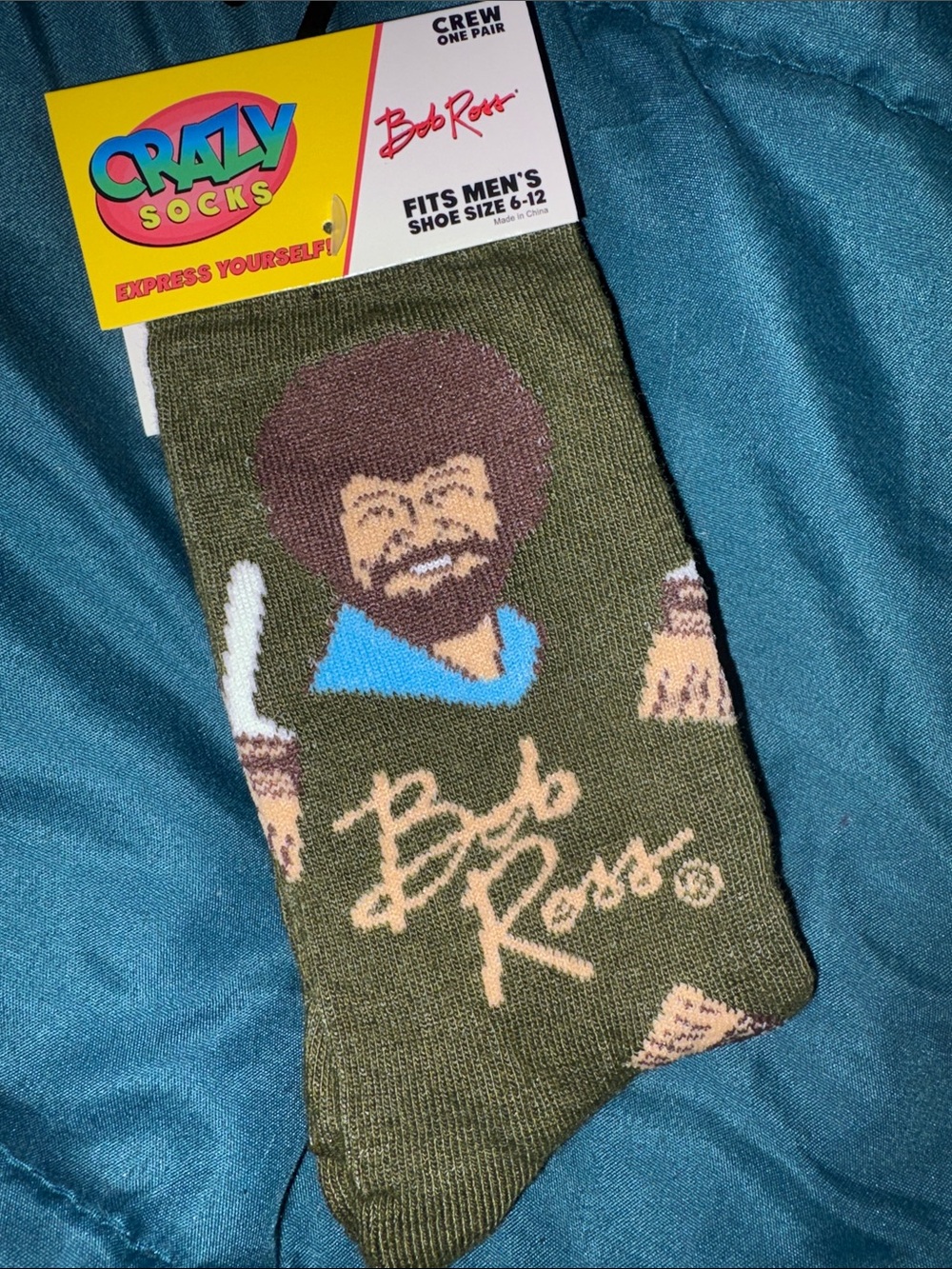 Bob Ross Olive Green Crew Socks by